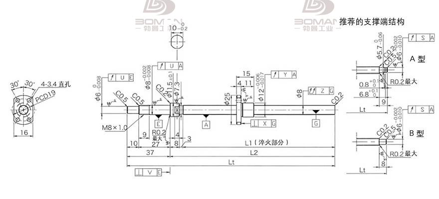 KURODA DP0801JS-HDNR-0180B-C3S 黑田标准滚珠丝杠型号